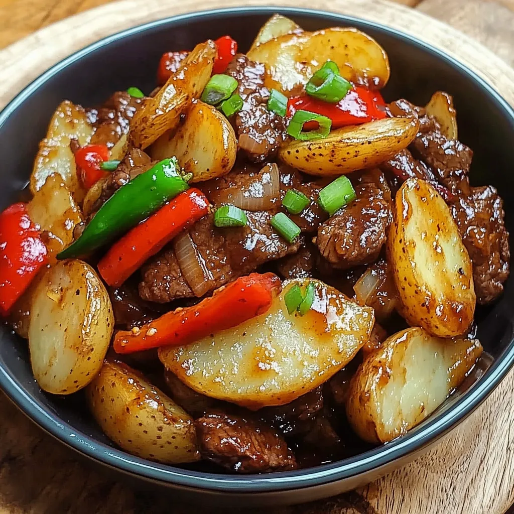 A bowl of food with meat and vegetables.