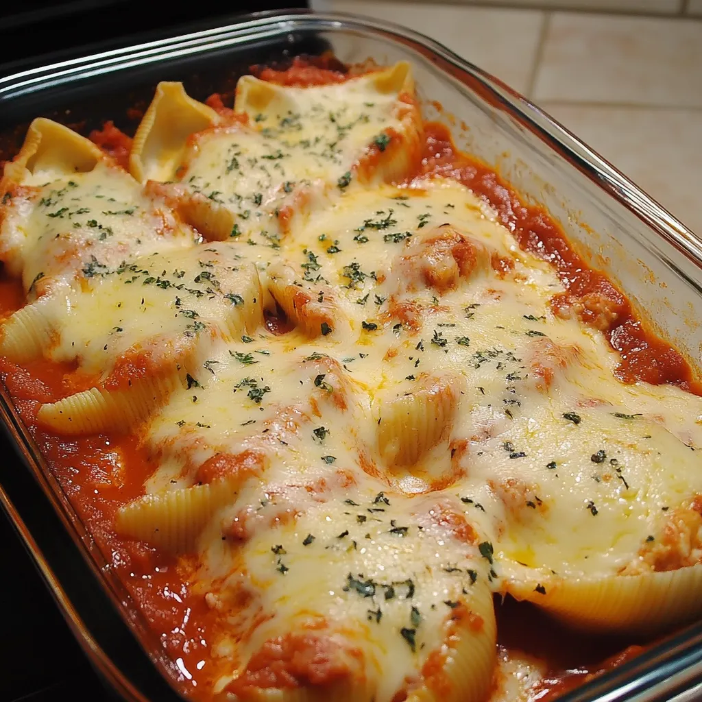 A dish of lasagna with cheese and sauce.