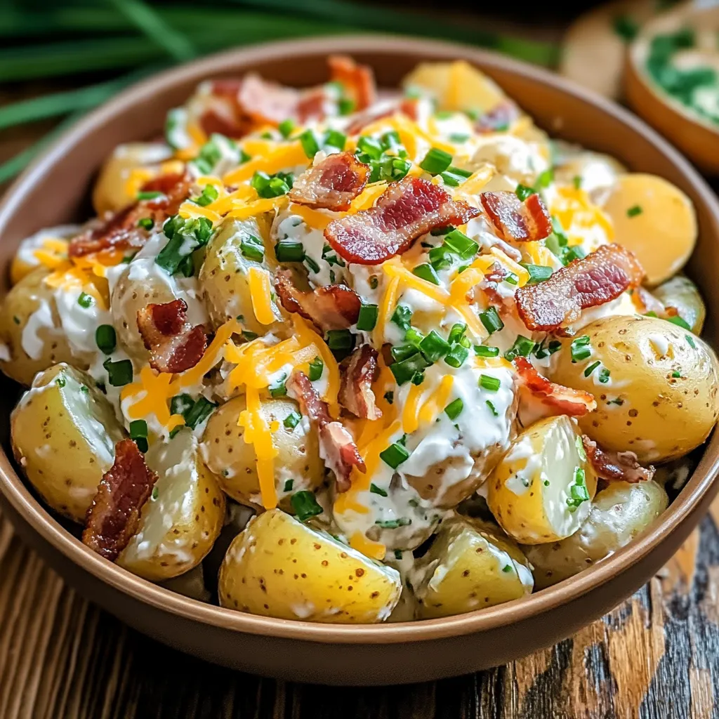 A bowl of food with cheese and bacon.