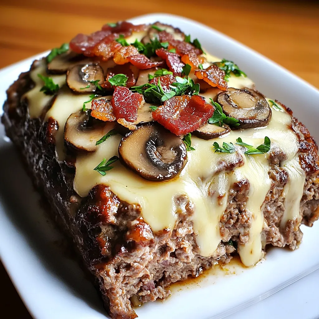 A plate of food with mushrooms and bacon.