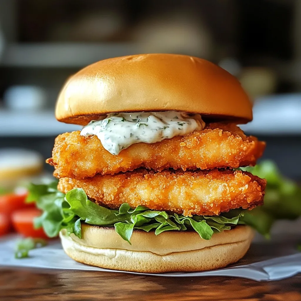 A fish sandwich with tartar sauce.