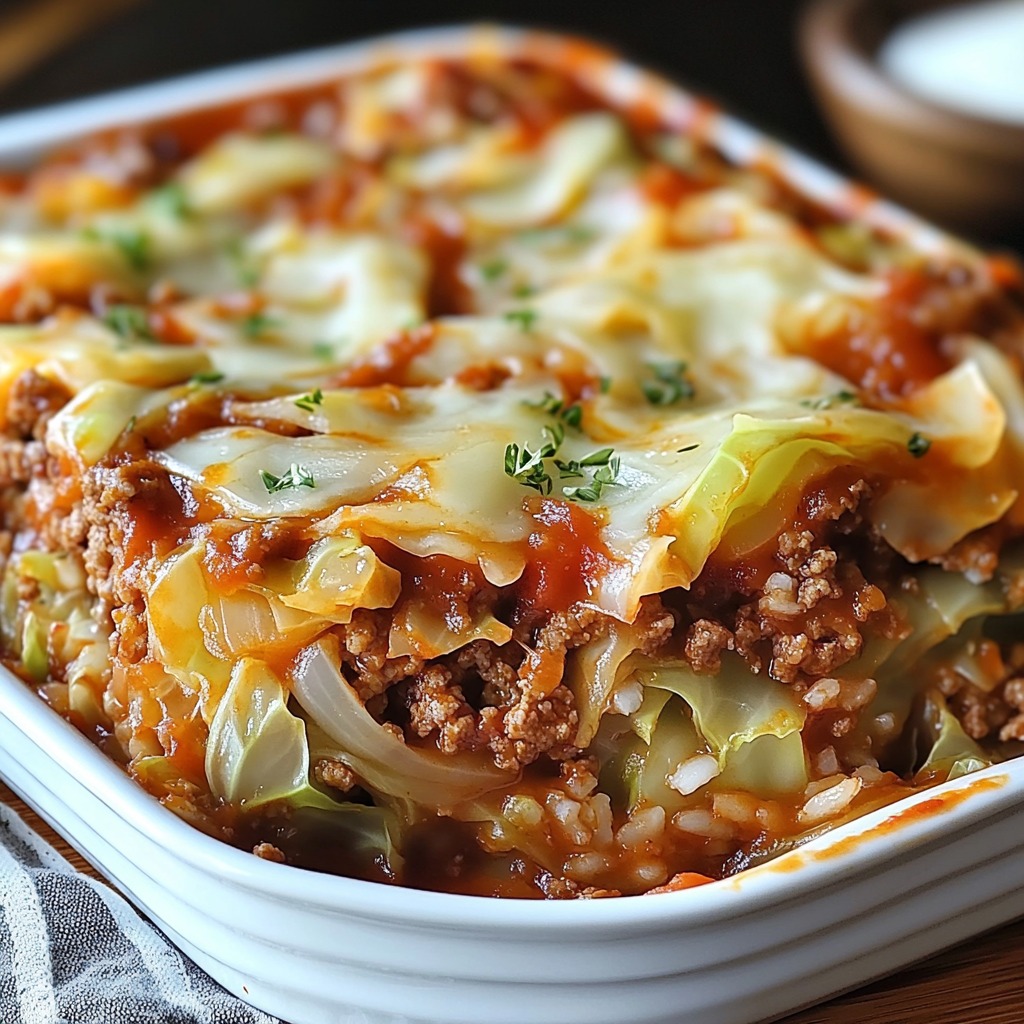A white bowl filled with steaming casserole.