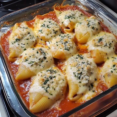 A dish of stuffed pasta in red sauce.