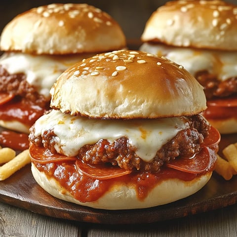 Cheesy burgers smothered in pizza flavors.