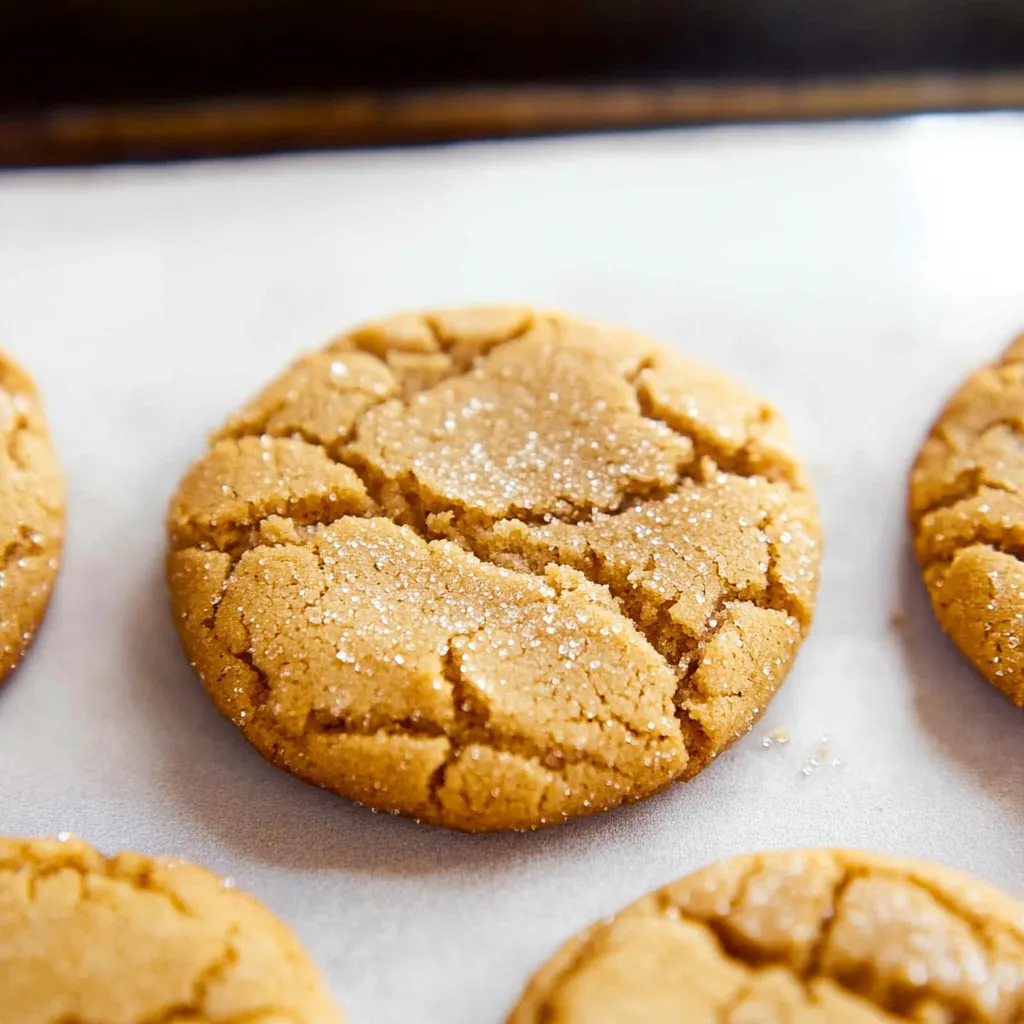 A golden cookie covered in sugar.