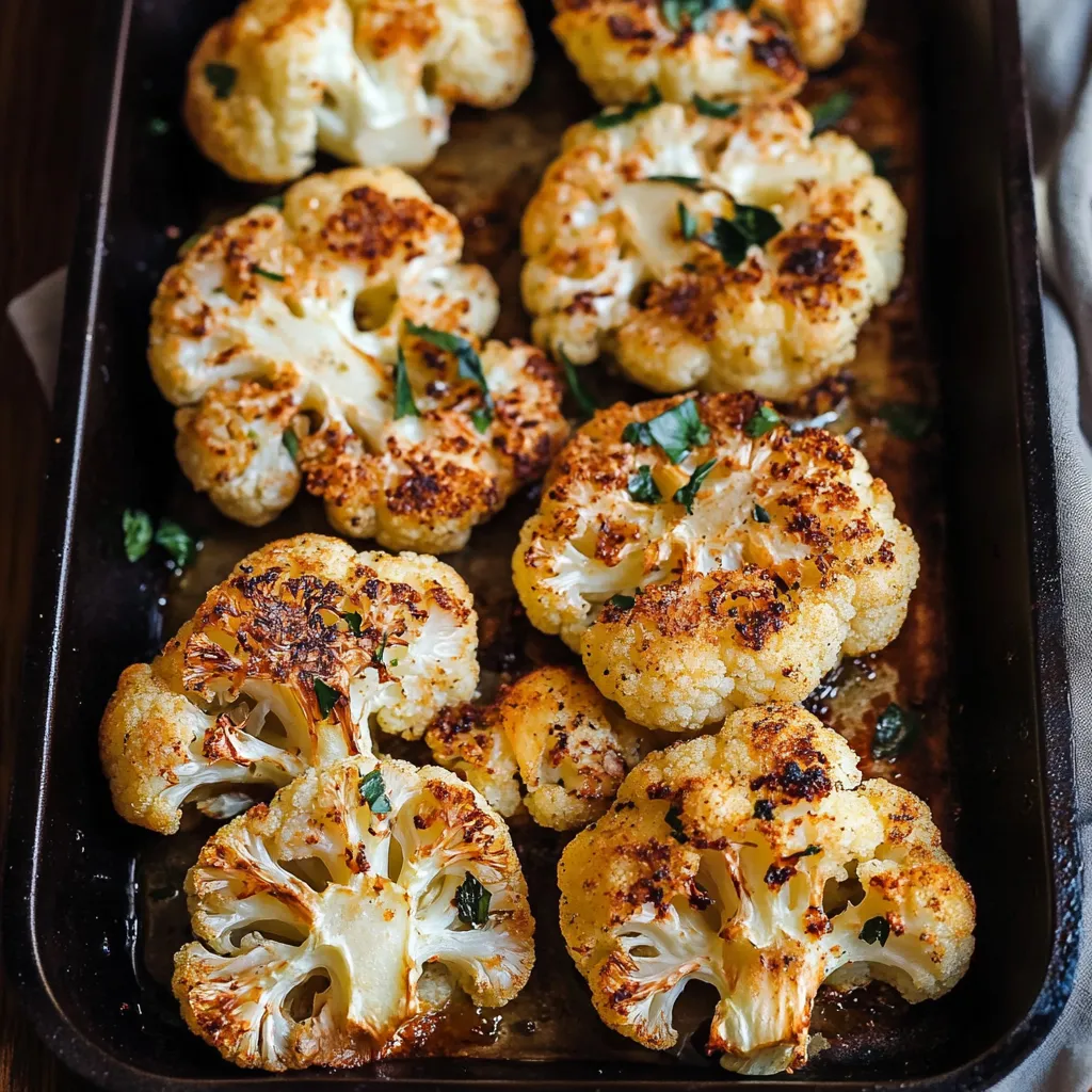 A pan of cauliflower with green herbs on top.
