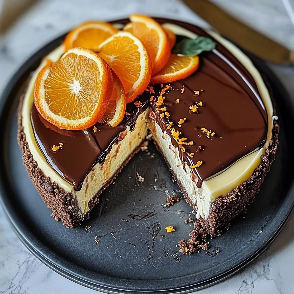 A slice of chocolate cake with orange slices on top.