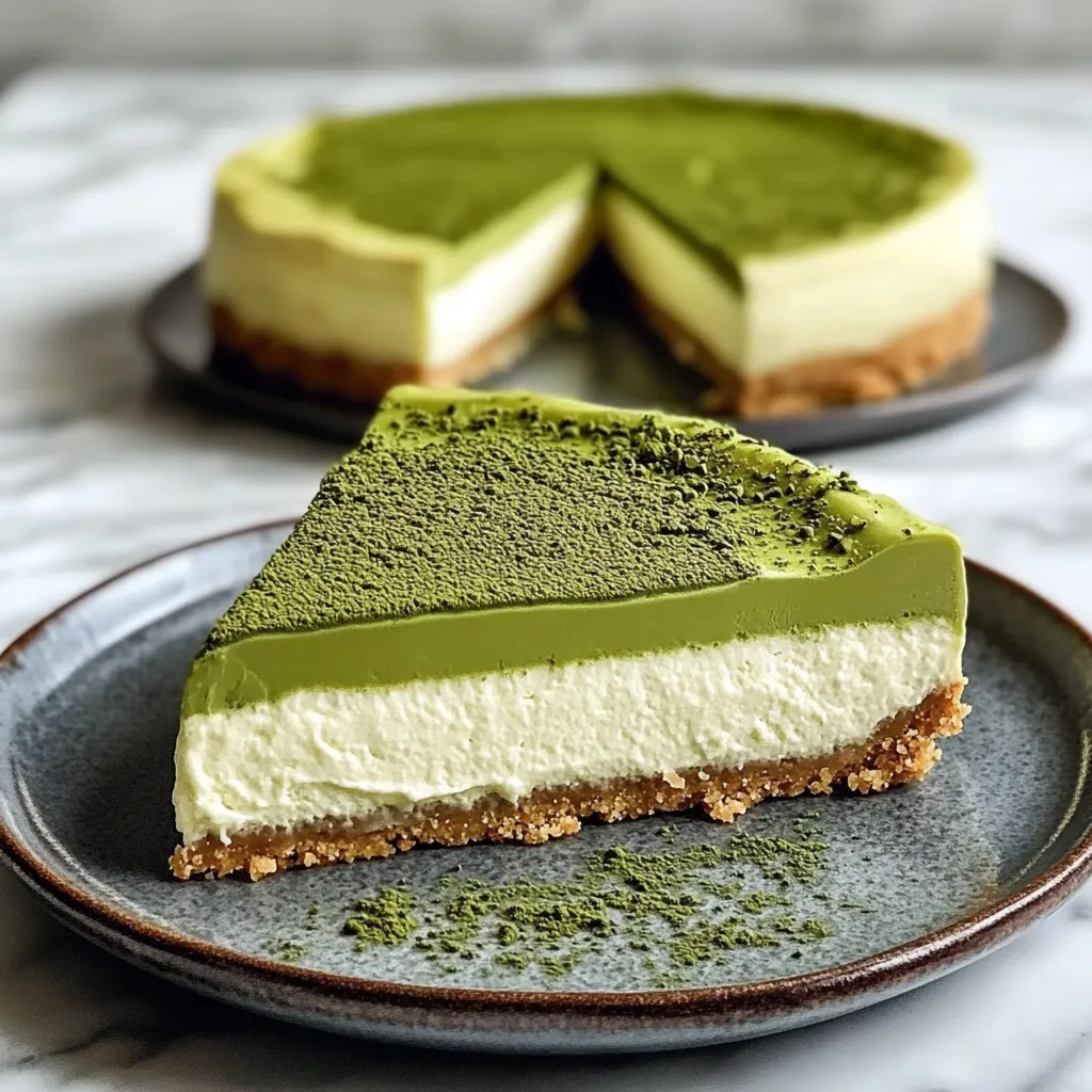 A slice of green cake on a plate.