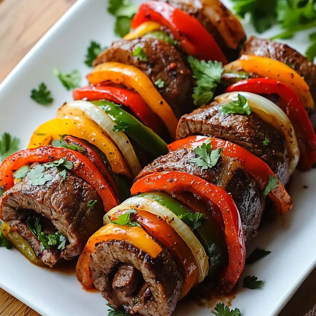 A plate of meat with peppers and onions.