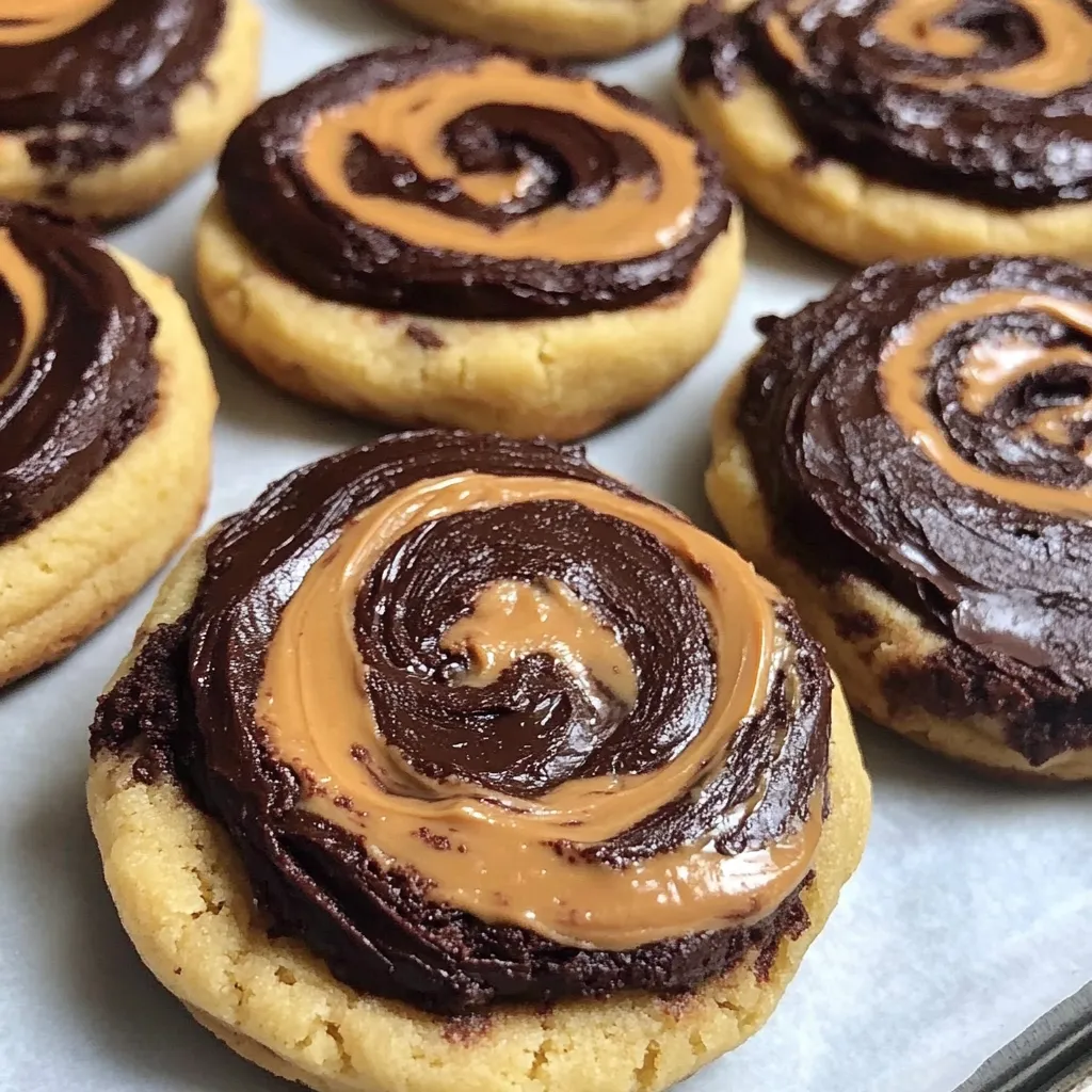 Chocolate chip cookies with peanut butter swirls.