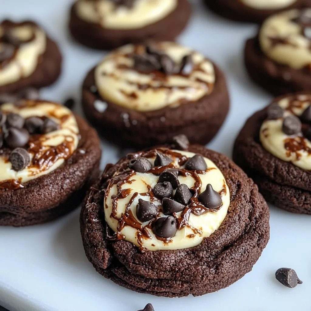 Plate of chocolate-filled cookies on a white dish.