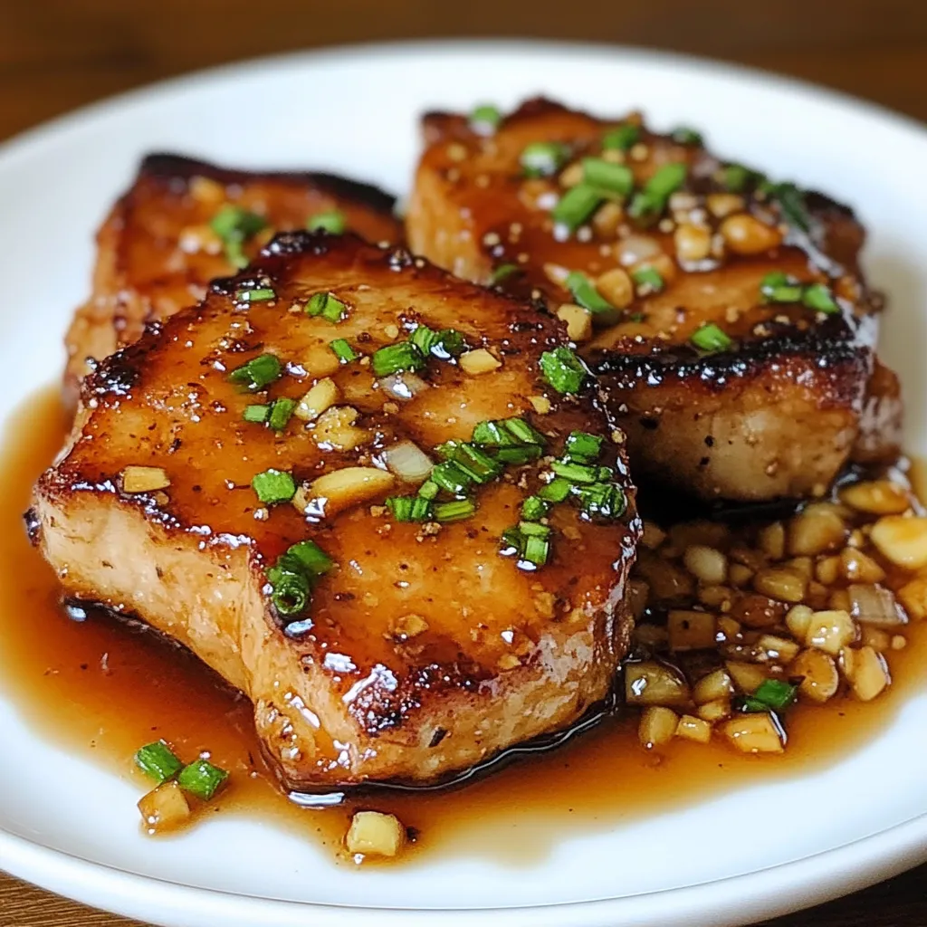 A plate of pork dish with sauce.