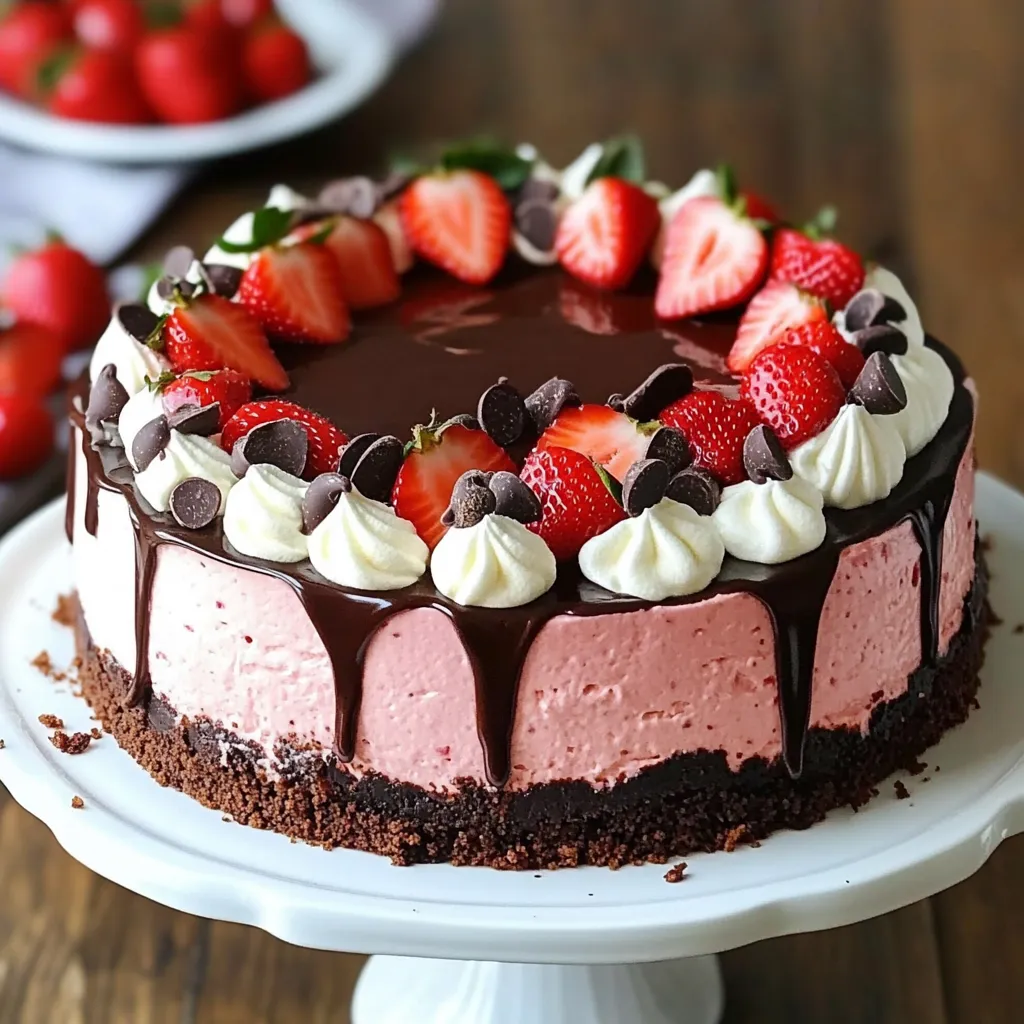 A slice of chocolate cake with strawberries on top.